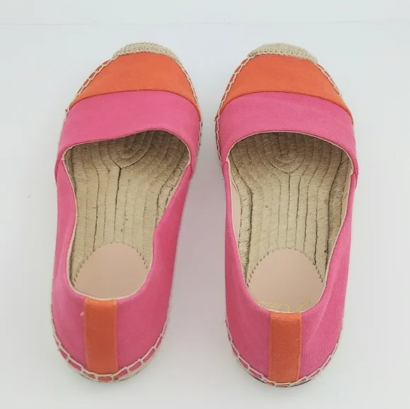 J. Crew Pink Orange Canvas Espadrille Flats 7 - Picture 5 of 12
